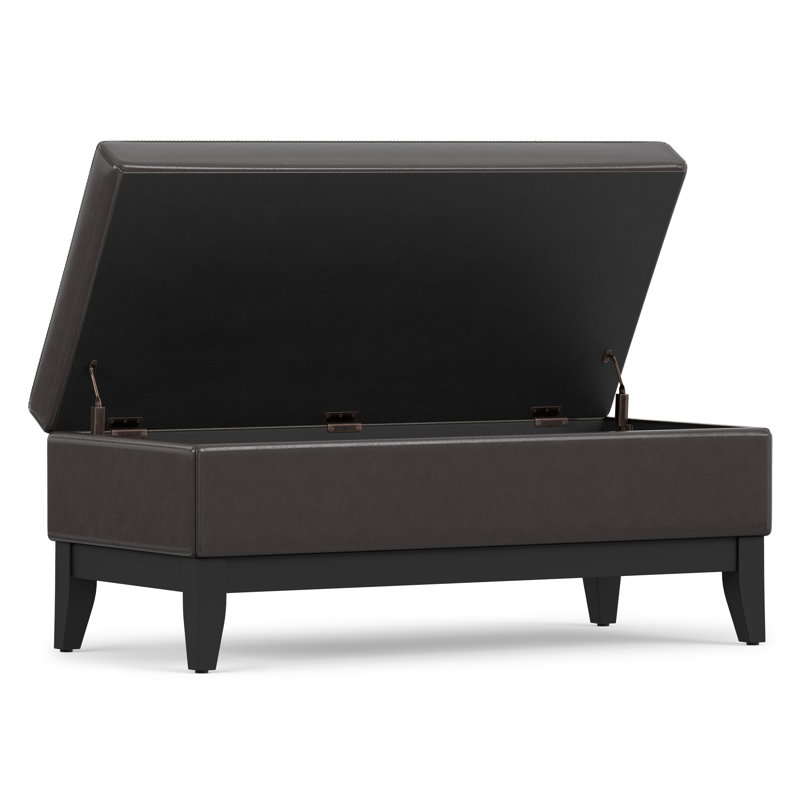 Banc de rangement avec repose-pieds et rangement caché Oregon, Similicuir brun tanneur