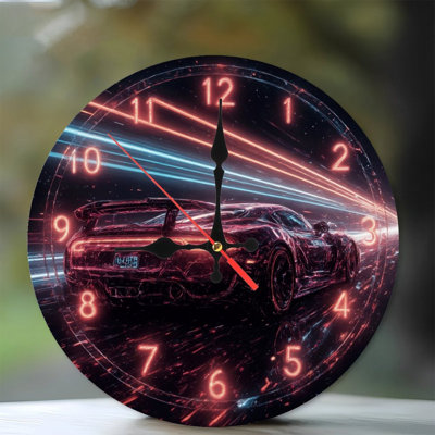 Horloge à effet néon avec voiture de course
