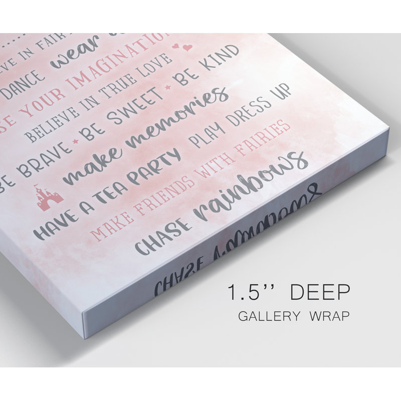«Be a Princess», reproduction d'art textuel sur toile tendue, H 12 po x l 8 po x P 1 po