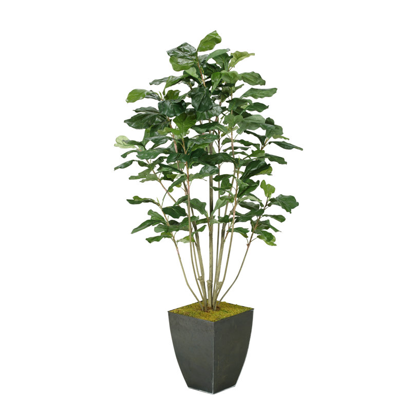 60'' Faux Fiddle Leaf Fig Tree in Metal Planter