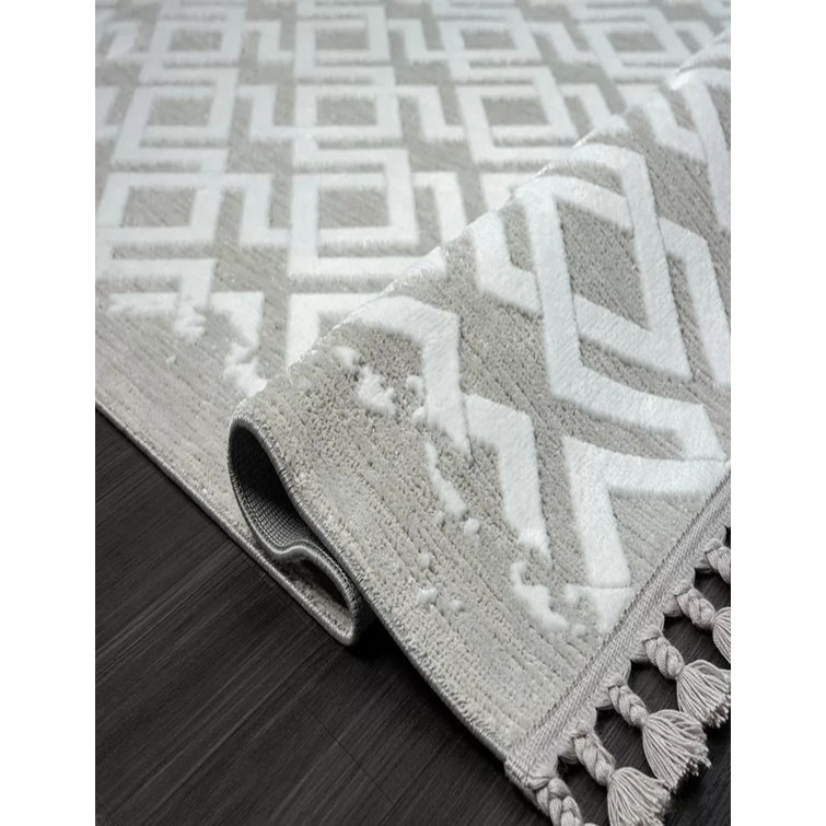 Geometric Machine Woven Cotton/Polyester Area Rug in Gray Foundry Select Rug Size: Rectangle 6'5 x 9'5