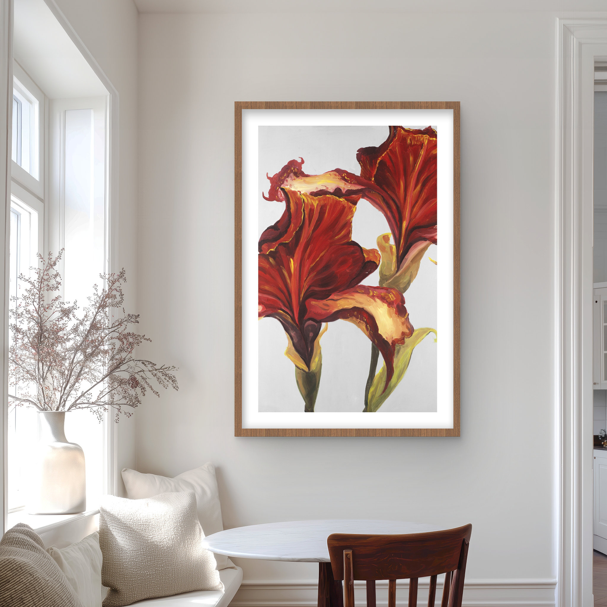 Lark Manor™ Lilies with Fall Colors - Framed Matted Botanical Print ...