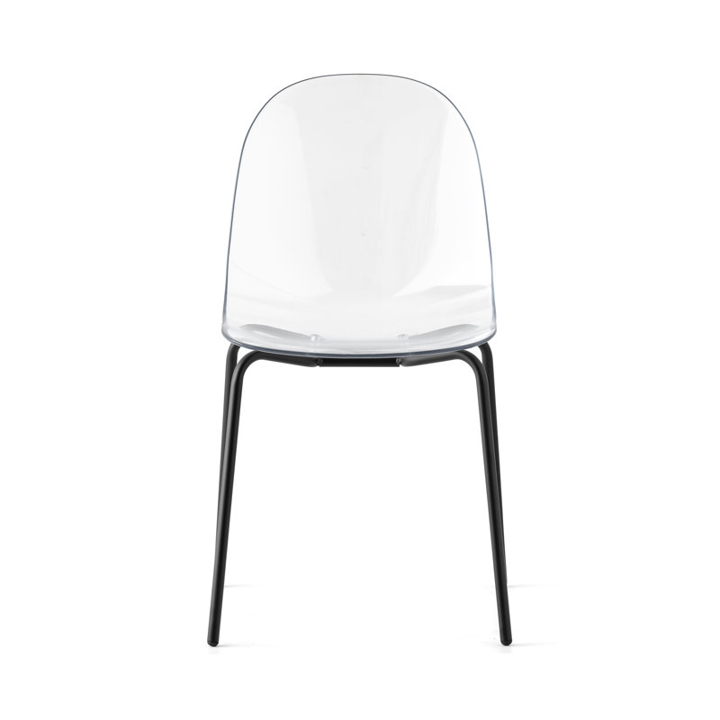 Chaise sans accoudoir Academy avec structure en métal, Transparent / noir mat