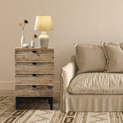  Dietrick 17.7"W Reclaimed Wood Nightstand,Rustic Reclaimed Wood End Table