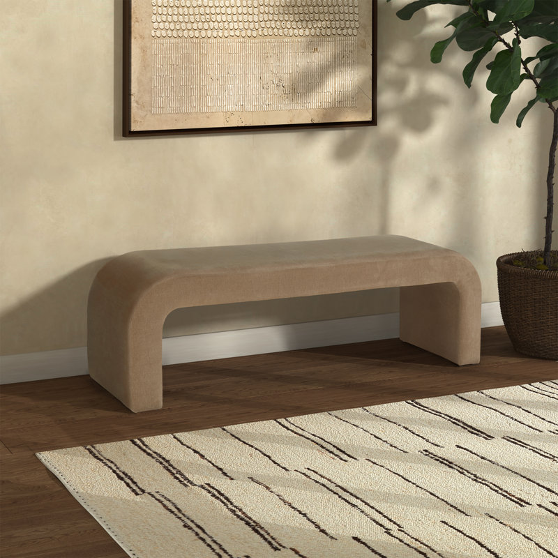 Banc rembourré Daine, Light Brown Velvet