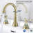 Brushed Gold 8" Widespread Bathroom Sink Faucet - 2 Handle 3 Hole With 360 Swivel Spout And Cartridge Valve Type Soft Water Flow-126706853