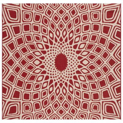 Tapis intérieur / extérieur rouge / beige Arneshia