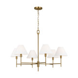 Chapman & Myers Ridgewood 6 Light Dining Room Chandelier With White Linen Shade