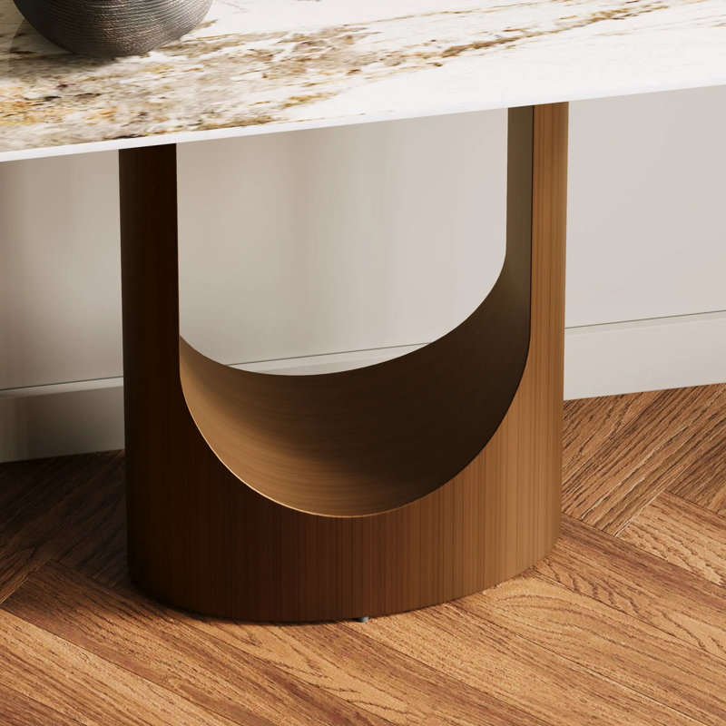 Console 47 po en pierre frittée moderne, table d'entrée de luxe, table de couloir contemporaine, Pandora / bronze