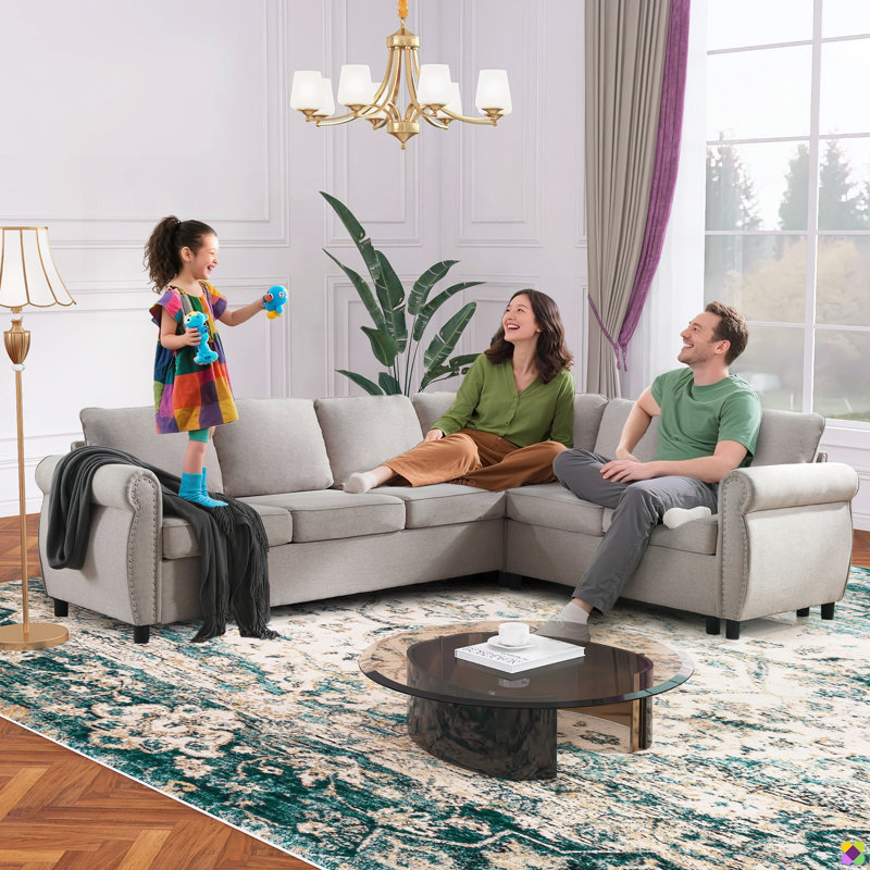 Loette 104"W Convertible Fold Out Sectional, Sofa Bed with Mattress, Beige