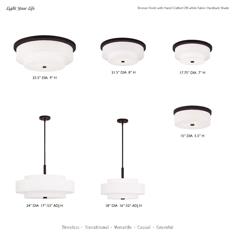 Flaire Fabric Flush Mount, English Bronze