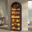 Bibliothèque de 79,4 "de haut avec 7 lumières à DEL, armoire de rangement moderne à 7 niveaux avec tablettes réglables (ensemble de 2)-1254864730