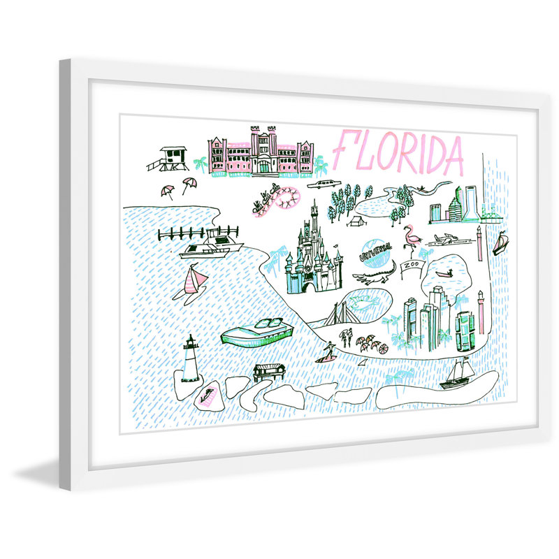 « floride », reproduction de peinture à l’aquarelle encadrée, 16 po x 24 po