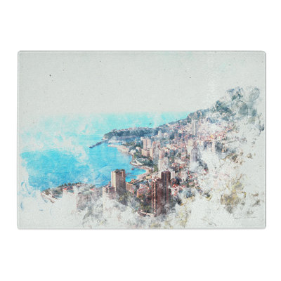 Tempered Glass Skyline of Monte Carlo in Monaco Chopping Board