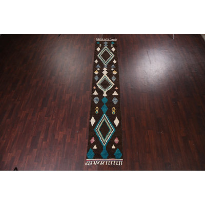 One-of-a-Kind 2'5" X 12'10" New Age Runner Wool Area Rug in Brown