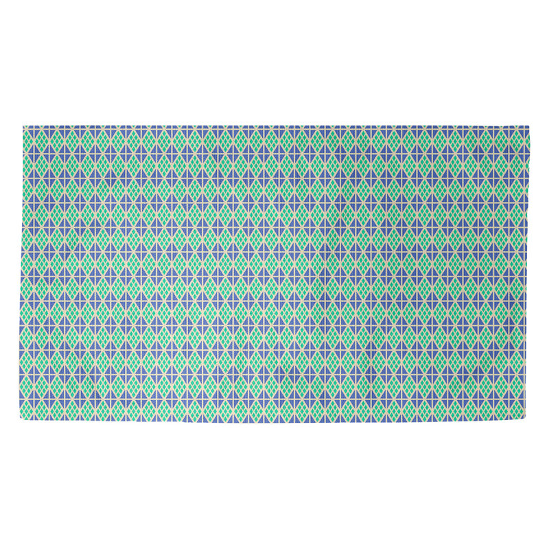 Tapis vert/bleu losanges Avicia, Rectangle 2 pi 2 po x 3 pi 4 po