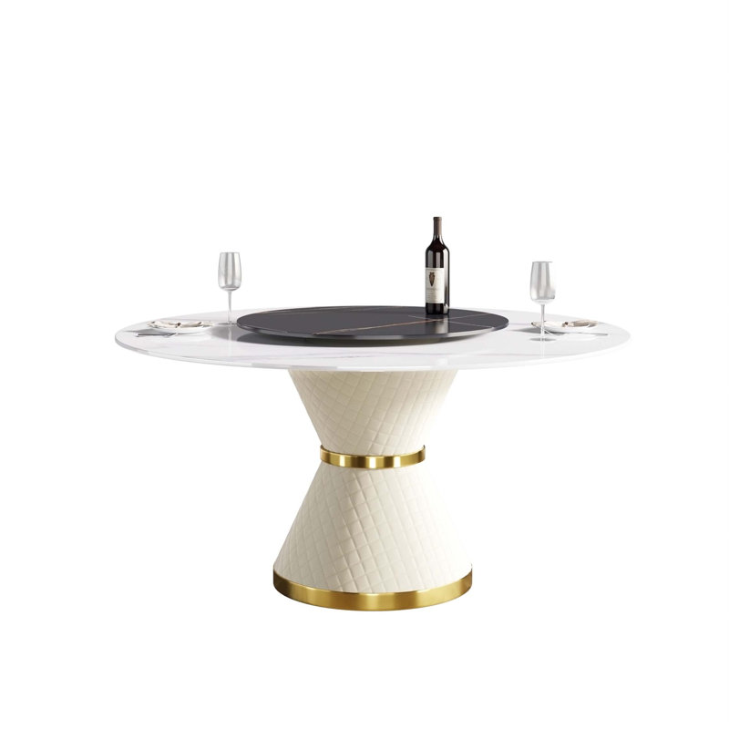 Marther rond 59,05 po, Blanc/Noir, Blanc