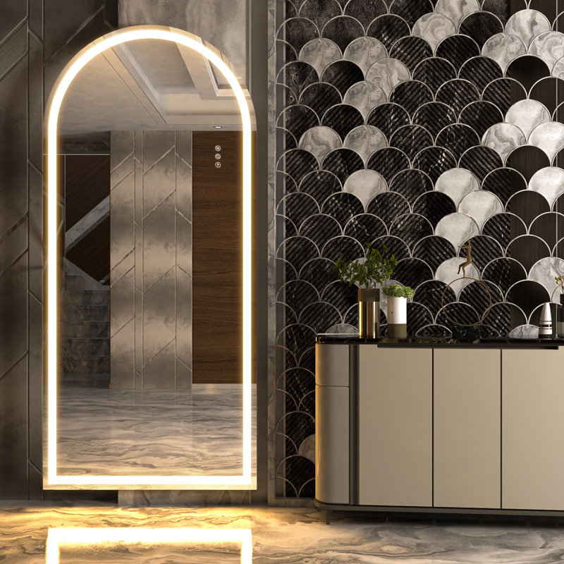 Metal Half-circle Floor Mirror
