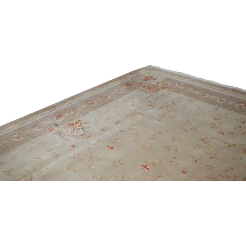 Hand Knotted Area Rug in Beige