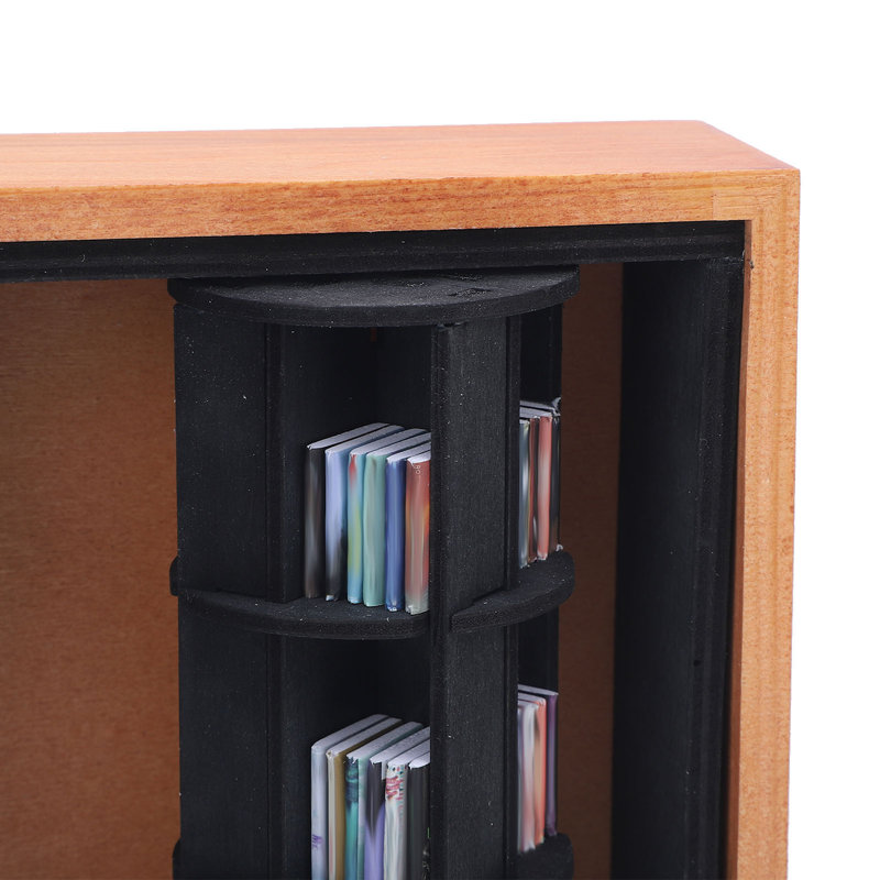 Mini-bibliothèque rotative miniature en bois massif et en plastique pour la maison