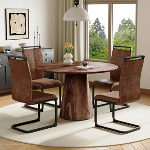 Ensemble de table de salle à manger 45 po avec chaises rembourrées en suède, ensemble de salle à manger moderne pour 4 ou 6 personnes