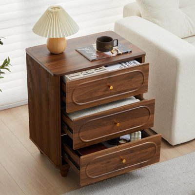 Doreatha 3-Drawer Fluted Nightstand