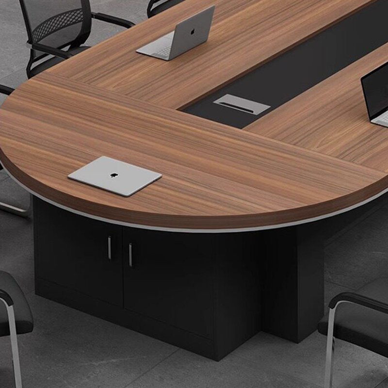 Table de conférence de luxe moderne avec rangement, H 29,52 po x L 157,48 po x l 59,05 po, Brun