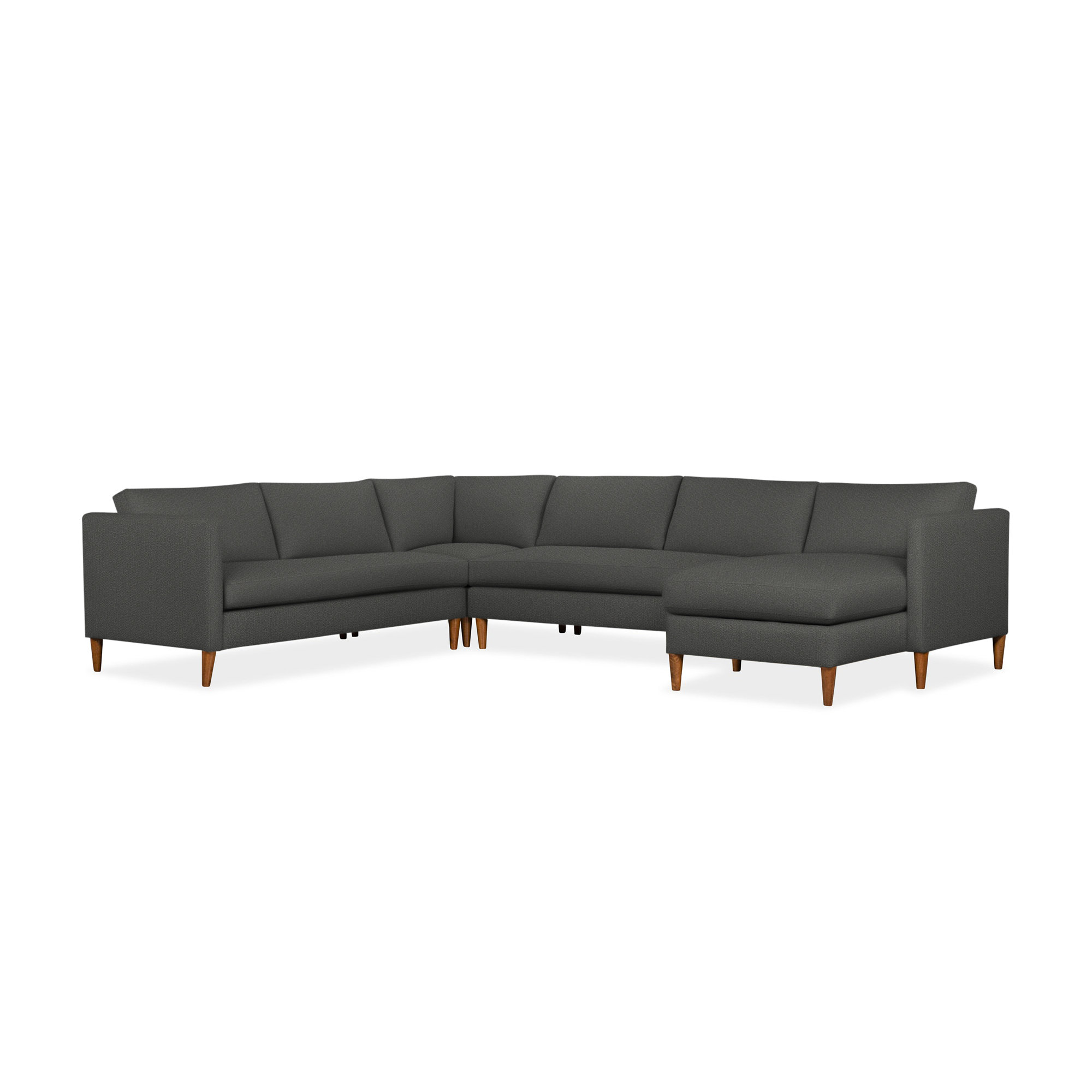 Clifford 4-Piece Upholstered Custom Sectional, Right Hand Facing, Davis Smoke Bouclé