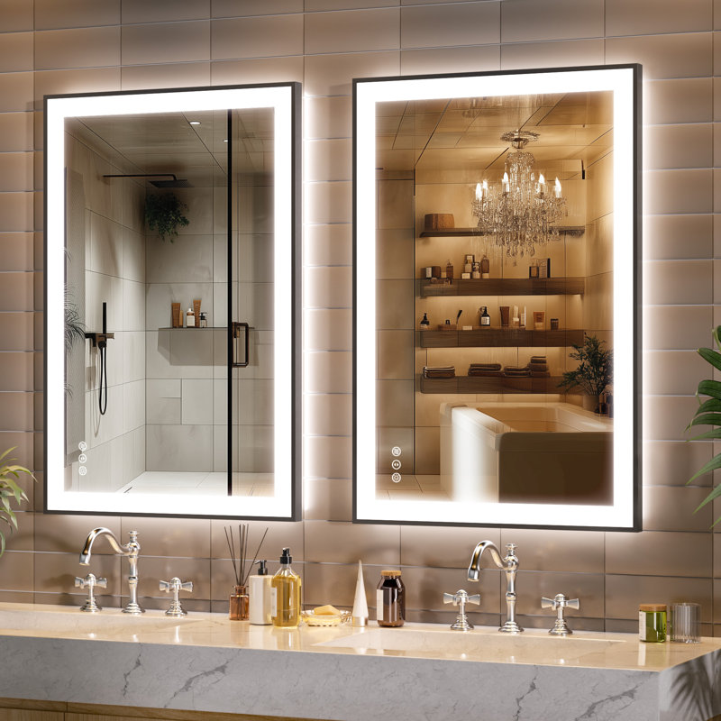 Wrought Studio™ LED Bathroom Mirror with Lights, Lighted Vanity Mirrors for Bathroom Anti-Fog, Dimmable, 3 Colors, Wall Mounted  with ETL & 5-Year Warranty