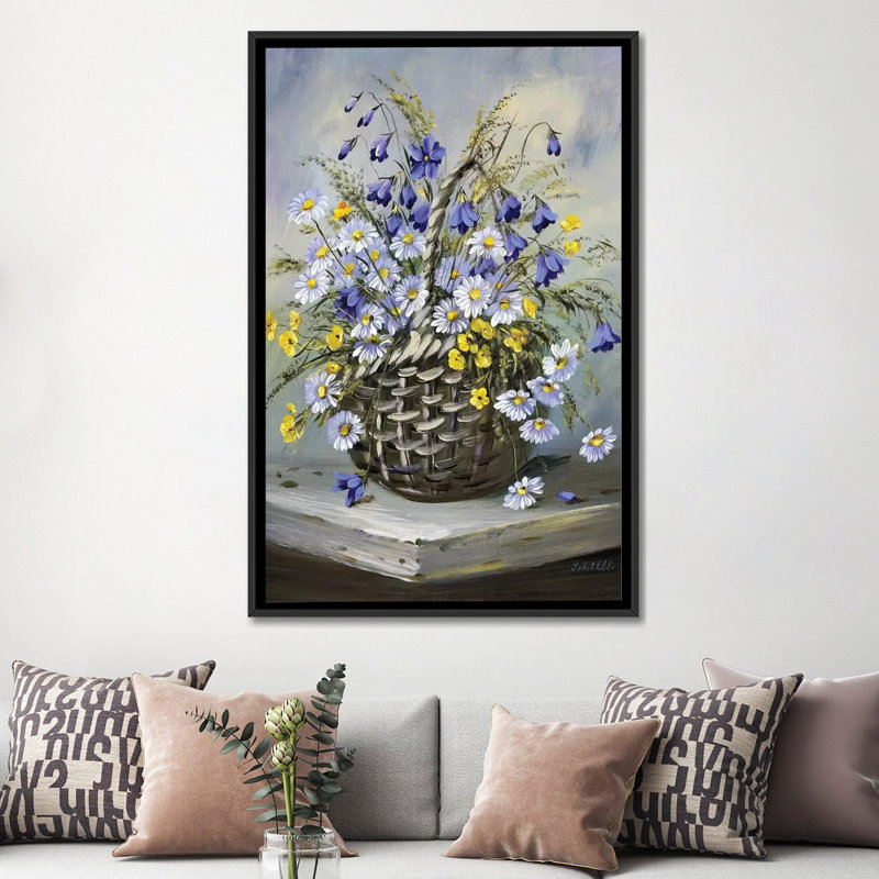 « basket colour », reproduction sur toile, H 26 po x l 18 po x P 1,5 po, Toile avec cadre noir, Pas de tapis