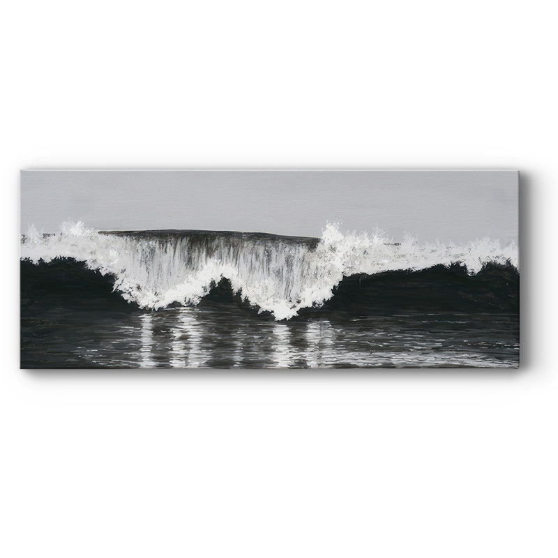 Vagues noires et blanches II, H 24 po x l 60 po x P 1,5 po