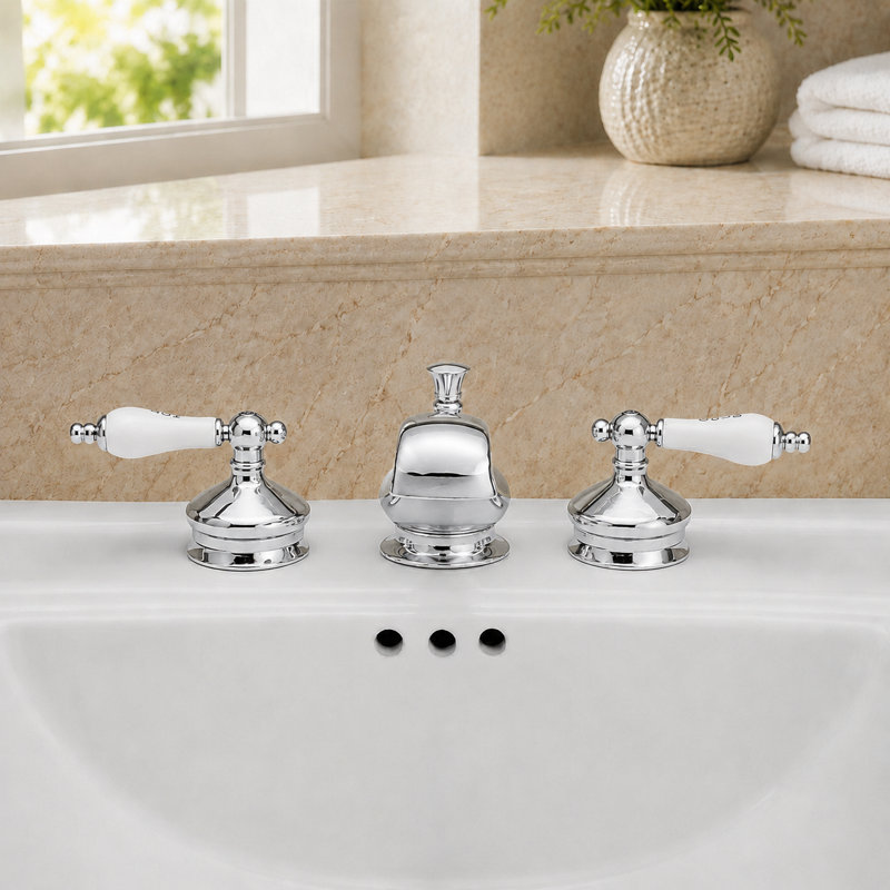2-handle Bathroom Faucet with Drain Assembly, Chrome
