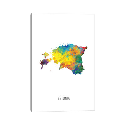 «Estonia Map» par Michael Tompsett, impression sur toile tendue