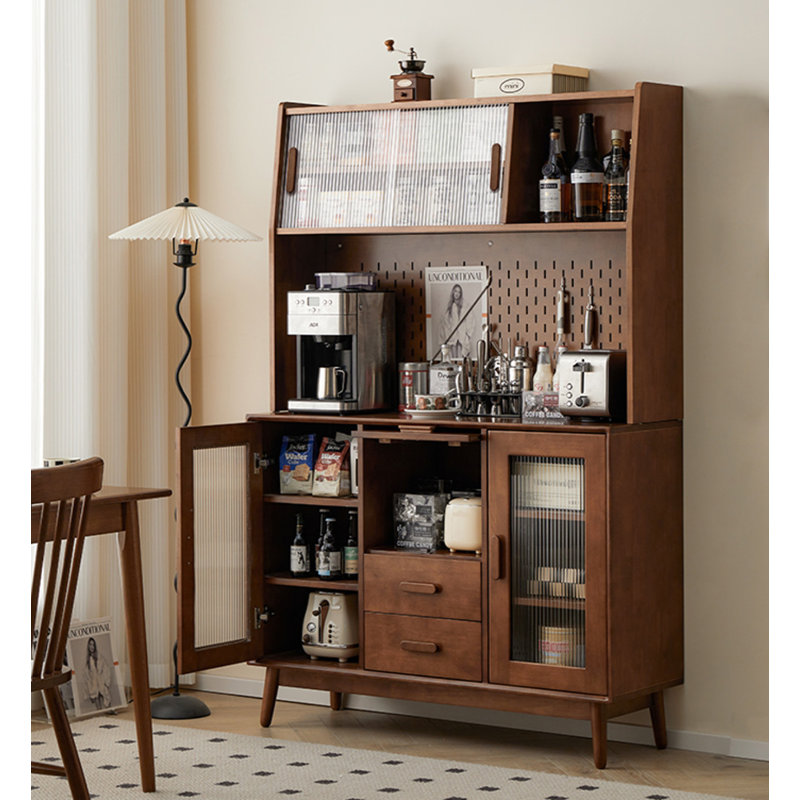 Modern Minimalist Integrated Wall-Mounted Solid Wood Pantry Kitchen Storage Cupboard