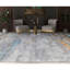 Tapis rectangulaire abstrait en viscose noué à la main jaune / gris-93223351