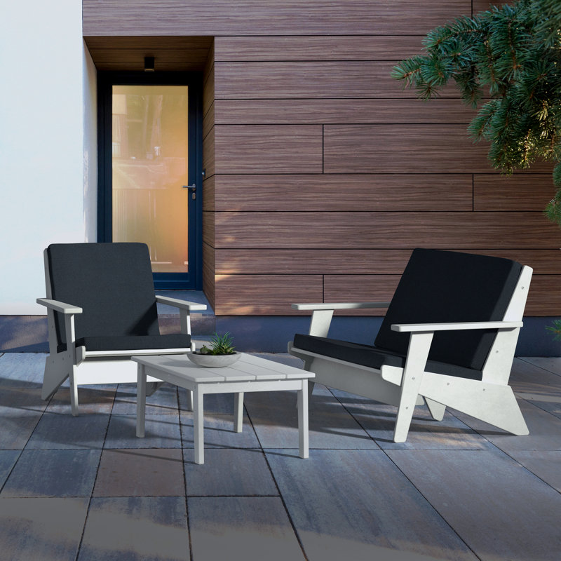 Ensemble de conversation moderne 3 pièces POLYWOOD x Sol 72, Gris ardoise, Microfibre Natural Linen Revolution®