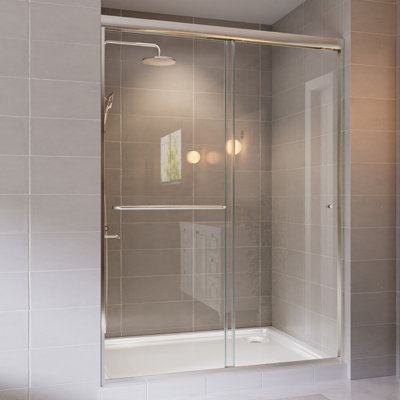 Porte de douche coulissante double à cadre 50 x 54 po x H 72 po avec verre transparent certifié SGCC