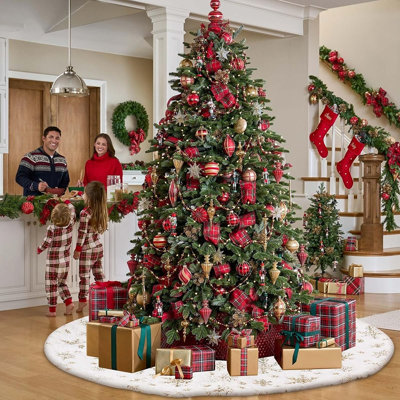 Jupe d'arbre de Noël en fausse fourrure argentée