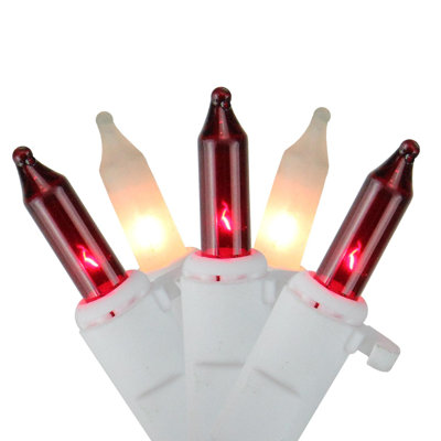 Ensemble de 300 mini lumières de Noël glaçons rouges et transparentes givrées - fil blanc 22 pi