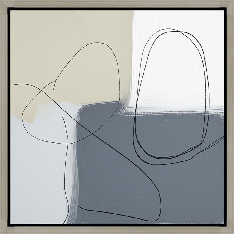 «Minimalist Abstract with Soft Tones», art mural sur toile encadré, Silver, 16" H x 16" W