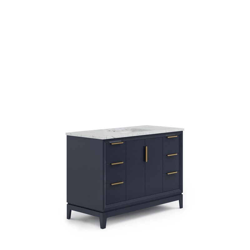 Elizabeth 48" Single Bathroom Vanity Set with Mirror, Gold , Monarch Blue