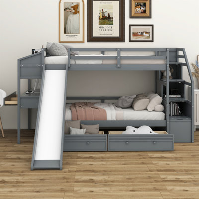 Ilrich Kids Twin Bunk Bed with Drawers
