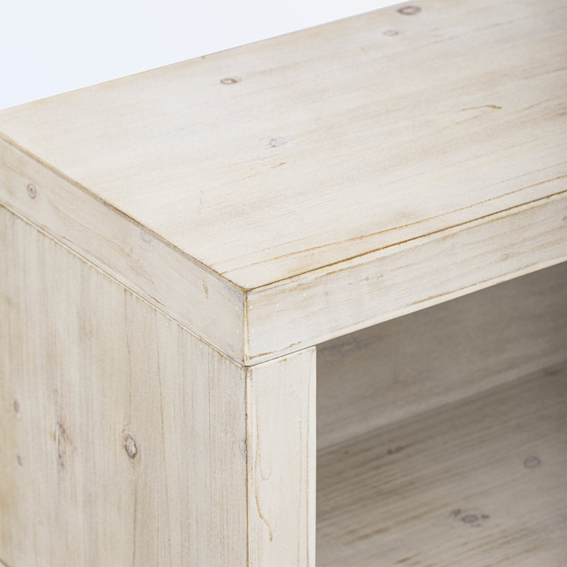 Console Table with Symmetrical 2-Tier Open Shelf, Natural
