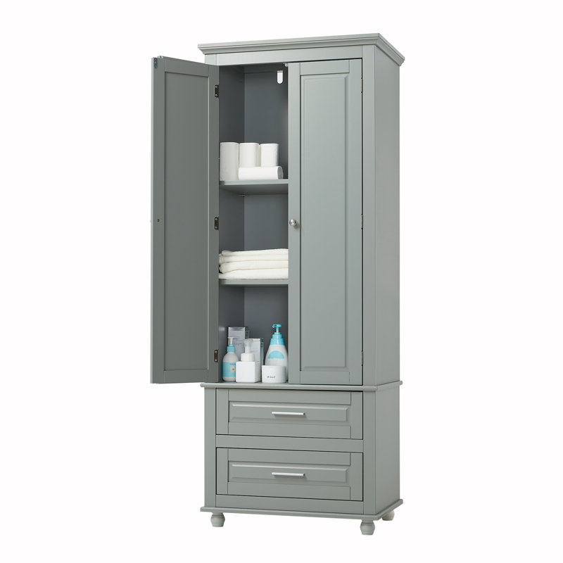 Armoire haute avec 2 tiroirs Botond, Gris