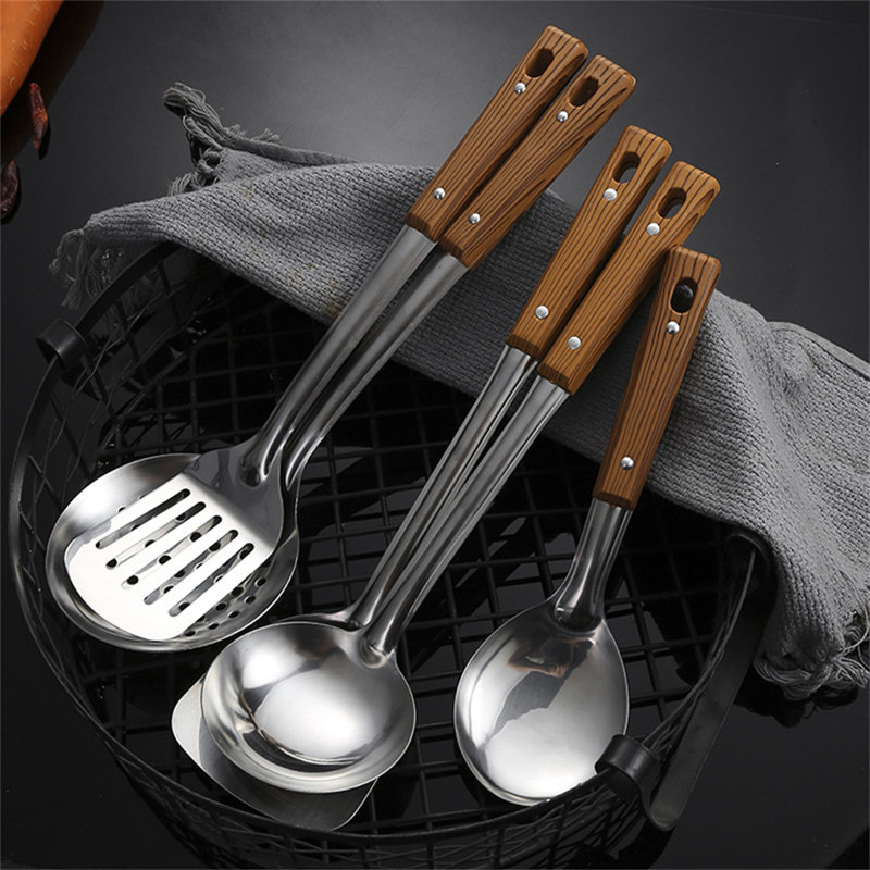 Ensemble d'ustensiles de cuisine - 5 pièces Casseroles et poêles avec cuillères et spatules résistantes à la chaleur