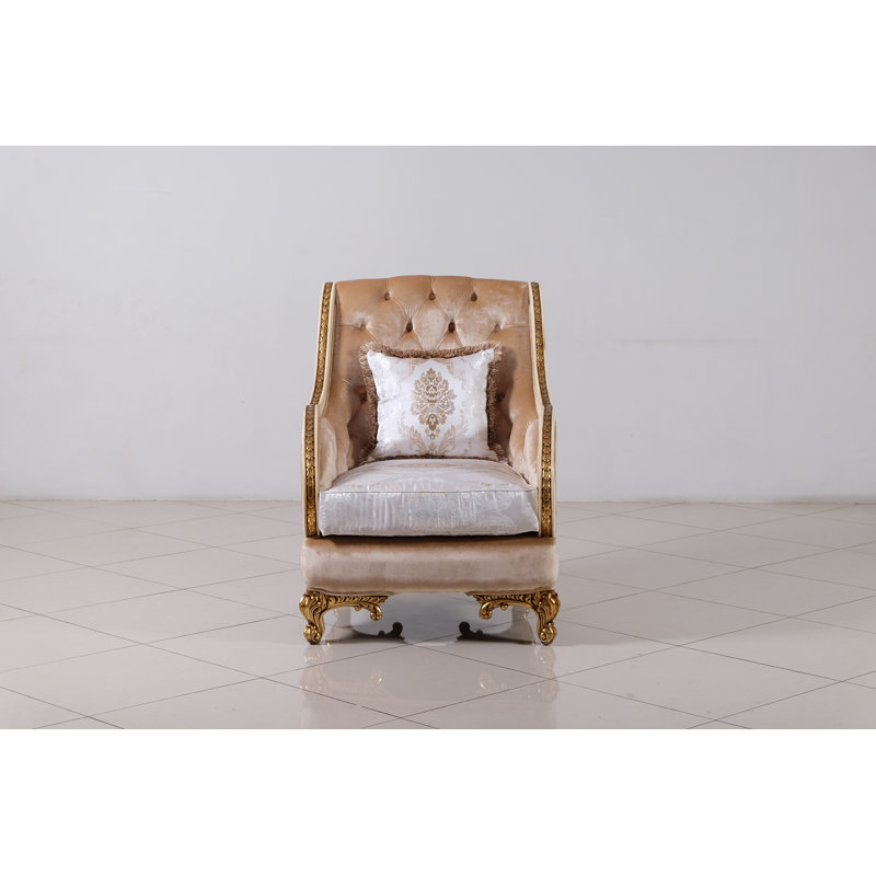 Fauteuil Phifer, Beige antique / or foncé antique