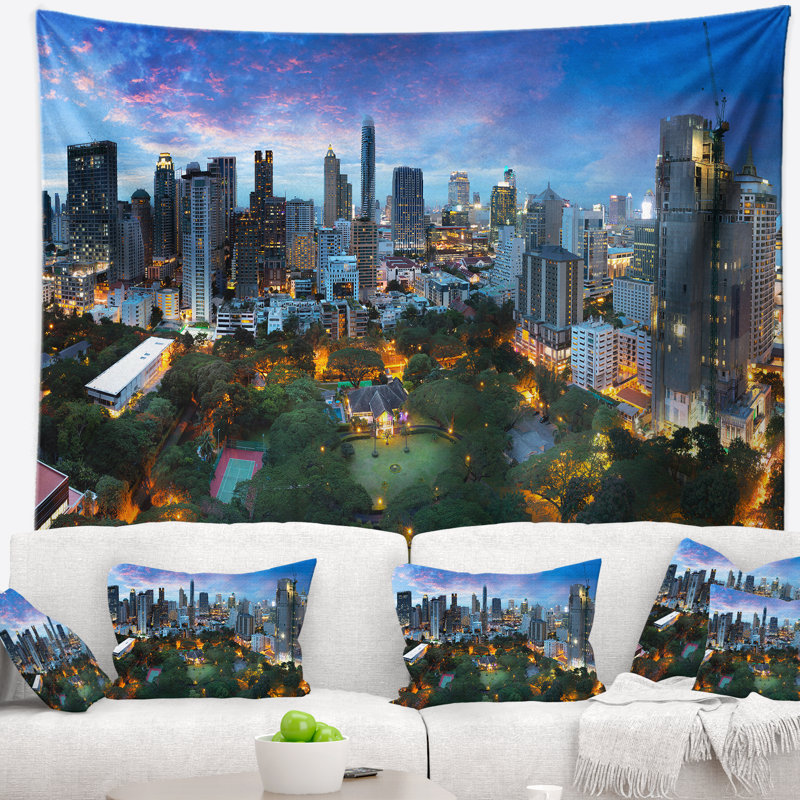Tapisserie Cityscape, H 78 po x l 92 po