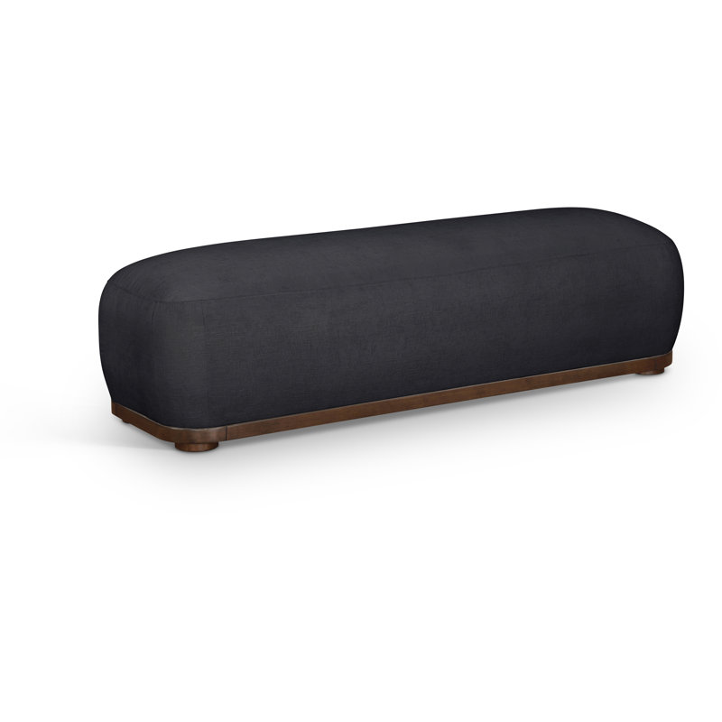 Banc en tissu Calum Chenille, Tissu chenille noir, Noyer
