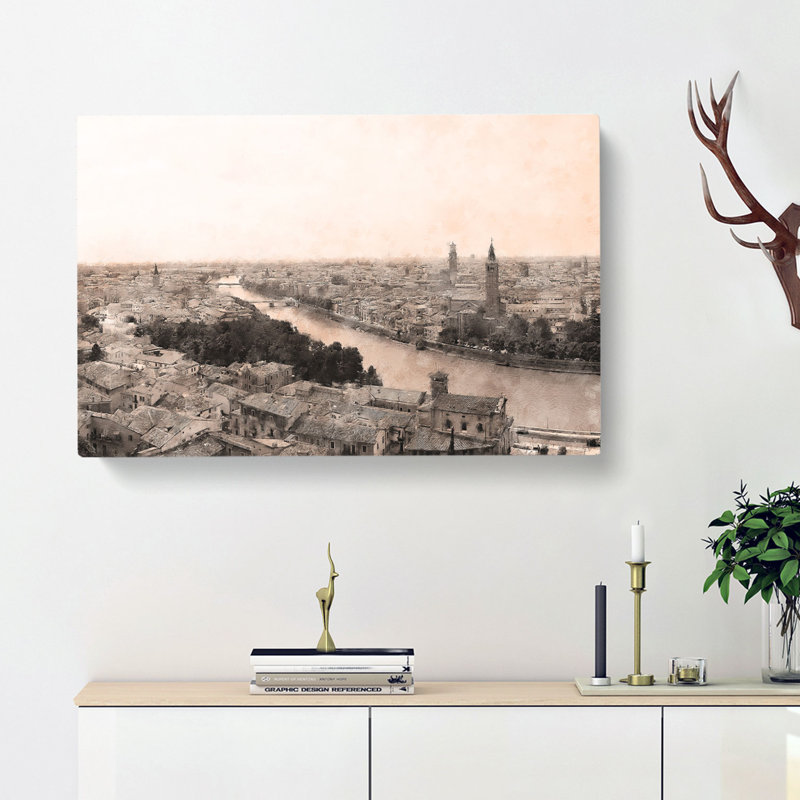 Skyline Of Verona Italy Painting - Wrapped Canvas, 35cm H x 50cm W x 3cm D