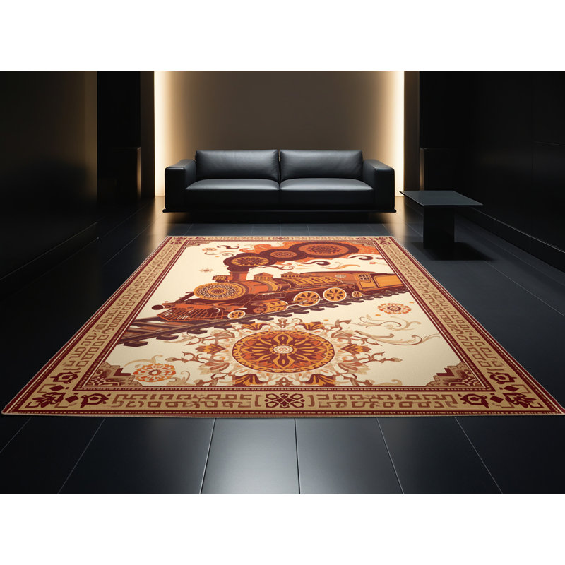 Tapis oriental brun / beige Glendale lavable à la machine, 6 x 9